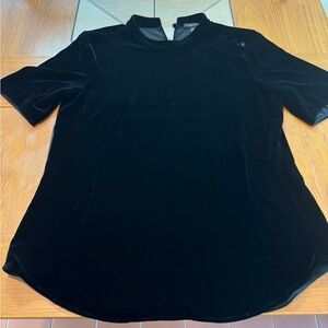 Eileen Fisher black velvet high neck top petite XS